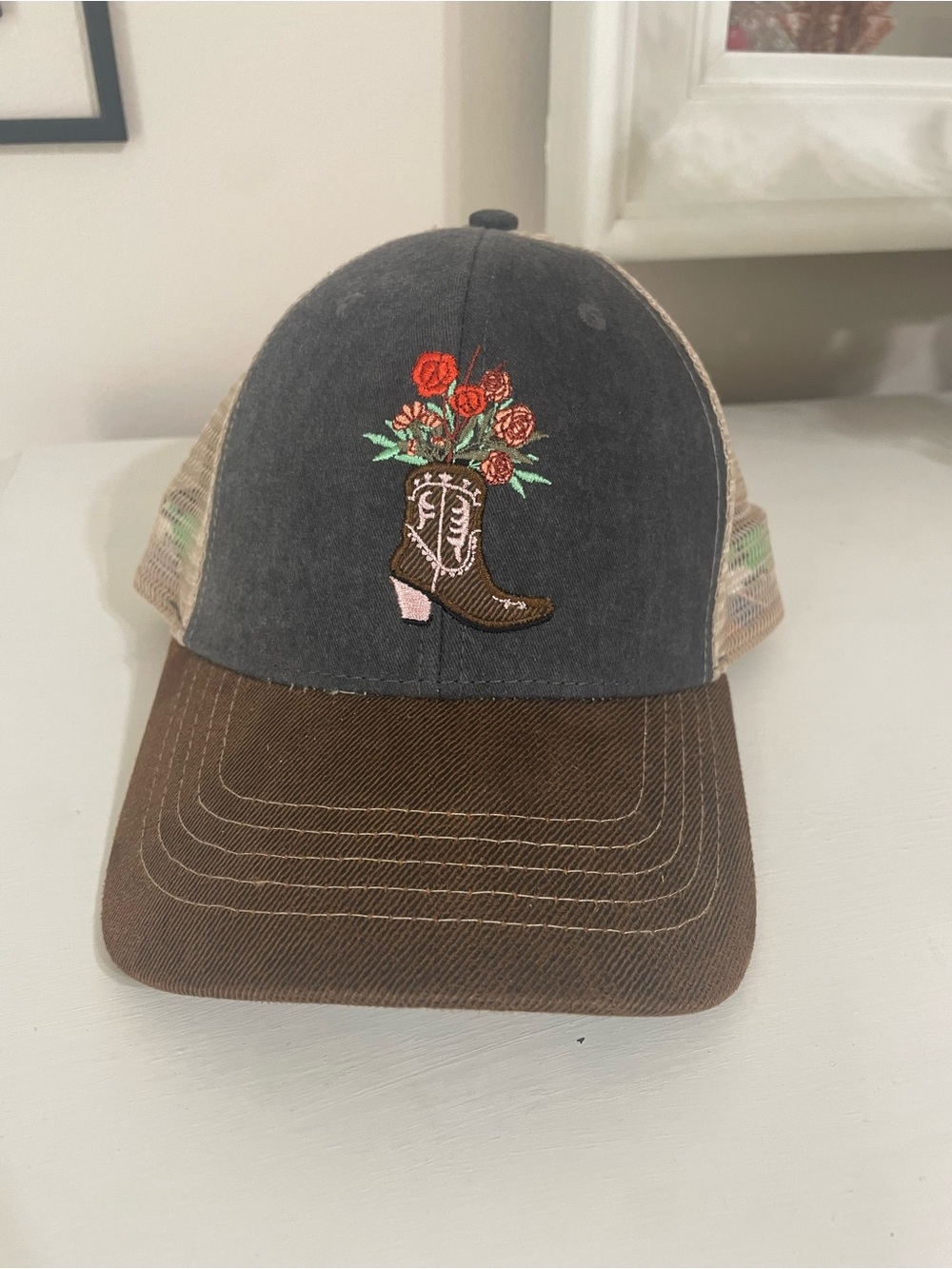 Infinity Her Cowboy Boot Floral Trucker Cap